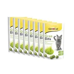 Produktbild: GimCat Gras Bits - Getreidefreier und vitaminreicher Katzensnack mit echtem Gras - 8er Pack (8 x 40 g)