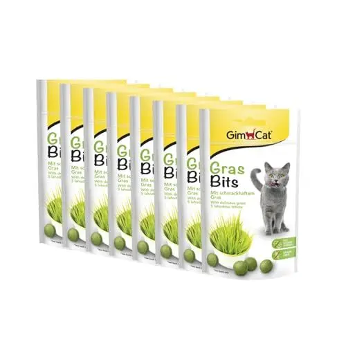 Produktbild: GimCat Gras Bits - Getreidefreier und vitaminreicher Katzensnack mit echtem Gras - 8er Pack (8 x 40 g)