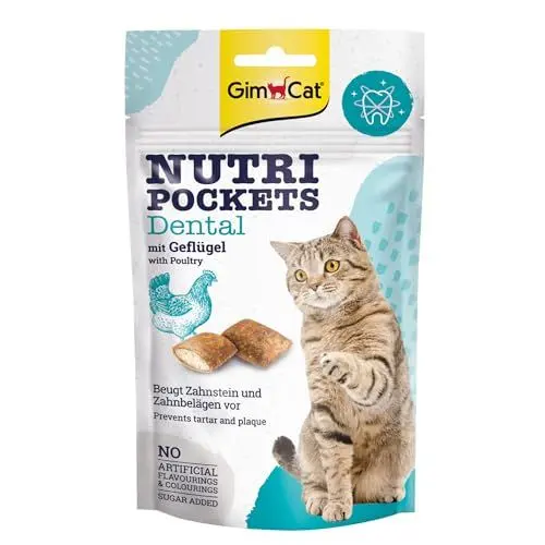Produktbild: GimCat Nutri Pockets Dental - Knuspriger Katzensnack mit cremiger Füllung und funktionalen Inhaltsstoffen - 1 Beutel (1 x 60 g)