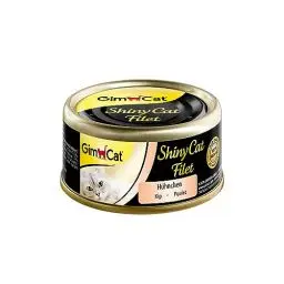 Produktbild: GimCat ShinyCat Filet Hühnchen - Katzenfutter mit saftigem Filet ohne Zuckerzusatz für ausgewachsene Katzen - 24 Dosen (24 x 70 g)
