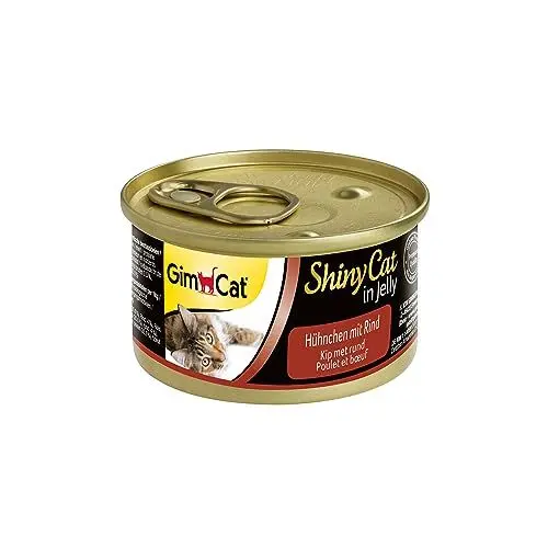 Produktbild: GimCat ShinyCat in Jelly Hühnchen mit Rind - Nassfutter mit Fleisch und Taurin für Katzen - 24 Dosen (24 x 70 g)