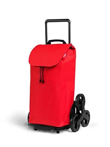 Produktbild: Gimi Einkaufstrolley mit 6 Rädern, wasserdichte Tasche, 100% Polyester, Fassungsvermögen 52 l, 44,1 x 50,7 x 95,6 cm, rot, Grande, 168473