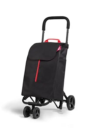 Produktbild: Gimi Carello Spesa New Twin 4 Ruote, sacca In Poliestere Con Chiusura A Coulisse,4 Ruote Permettono Un Facile Trasporto, Nero