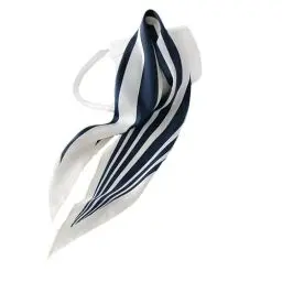 Produktbild: GIMIRO Satin Schal 120cm x 36cm Rhombus Bunte Schals Floral Band Mode Zubehör für Hüte, Blazer, Blusen, Kleider, Röcke, Taillenbänder, Krawatten (Navy/White Stripes)