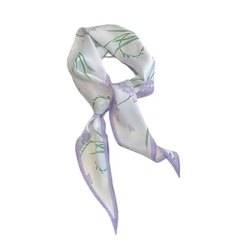 Produktbild: GIMIRO Satin Schal 120cm x 36cm Rhombus Bunte Schals Floral Band Mode Zubehör für Hüte, Blazer, Blusen, Kleider, Röcke, Taillenbänder, Krawatten (Violet)