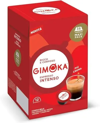 Produktbild: Gimoka Kaffeekapseln Espresso Intenso Kaffeemischung, Intensität 12-144 Kapseln Kompatibel mit Lavazza* A Modo Mio* Haushalts-Espressomaschinen, 144 Stück (4 x 36 Getränke) Hergestellt in Italien
