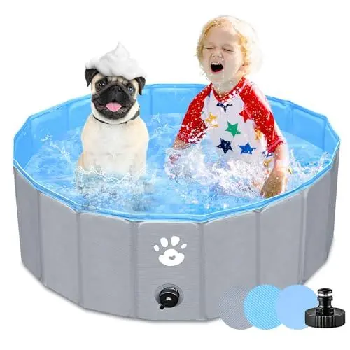 Produktbild: Gindoly Hundepool,Faltbare Hundepools für Kleine, Mittlere&Große,Swimmingpool Planschbecken Hundebadewanne Faltbarer für Hunde und Katzen,Abriebfest&Rutschfest-80x30cm
