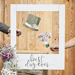 Produktbild: Ginger Ray Best Day Ever Riesiger Hochzeits-Bilderrahmen oder Hintergrund, Polaroid, rustikal, Grau
