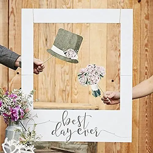 Produktbild: Ginger Ray Best Day Ever Riesiger Hochzeits-Bilderrahmen oder Hintergrund, Polaroid, rustikal, Grau