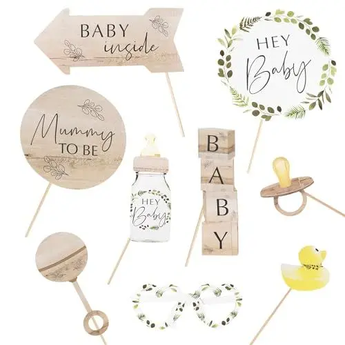 Produktbild: Ginger Ray Botanical Baby Shower Photo Booth Requisiten, 10 Stück