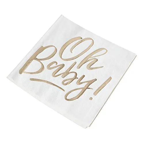 Produktbild: Ginger Ray Gold Foiled Oh Baby Shower 16 Stück, weiß