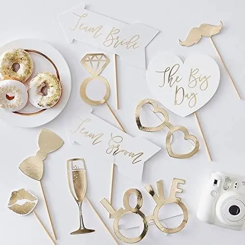 Produktbild: Ginger Ray Gold Foiled Wedding Photo Booth 10 Stück, Geblümt