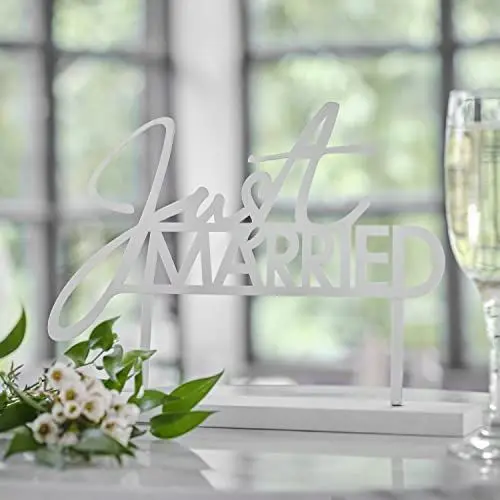 Produktbild: Ginger Ray Just Married Wedding Modernes Tischschild für Hochzeiten, Schwarz