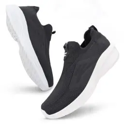 Produktbild: Giniros Schuhe Herren Sneaker Ohne Schnuersenkel Slip-on Schuhe Mesh Atmungsaktiv Leicht Laufschuhe Casual Sportschuhe Bequem Turnschuhe Leichtgewichts Outdoor Joggingschuhe, Dunkelgrau 43EU
