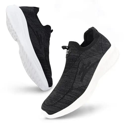 Produktbild: Giniros Slip On Sneaker Herren Ohne Schnürsenkel Schuhe Outdoor Sportschuhe Laufschuhe Leichtgewichts Atmungsaktiv Freizeit Straßenlaufschuh Outdoor Fitness Jogging Sportsschuhe, Schwarz und weiß 44EU
