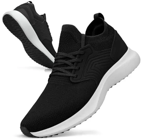 Produktbild: Giniros Turnschuhe Herren Laufschuhe Sportschuhe Sneaker Herren Schuhe Freizeit Walkingschuhe Straßenlaufschuhe Tennis Fitness Jogging Leichtgewichts Atmungsaktiv Casual Schuhe Schwarz Weiß 42EU