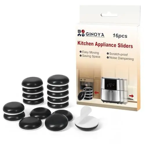 Produktbild: GINOYA 16 Stück Unsichtbares Gleiter, Rollen für Küchengeräte Kompatibel mit Smart Küchenmaschine für Thermomix TM5,TM6 Heißluftfritteuse, Brotmaschine, Mixer, Hilfsmixer, Topf (Schwarz)