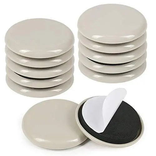 Produktbild: GINOYA 50mm Möbelgleiter Außenbereich, 12 Stück Teflongleiter Selbstklebend für leichtes Verschieben auf Teppich Hartholz (Beige)