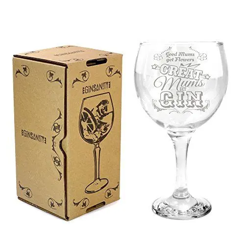 Produktbild: Ginsanity (645 ml) Copa Glas Gin und Tonic (G&T) Balloon Gläser Für Cocktails und Geschenkbox - Great Mums Get Gin