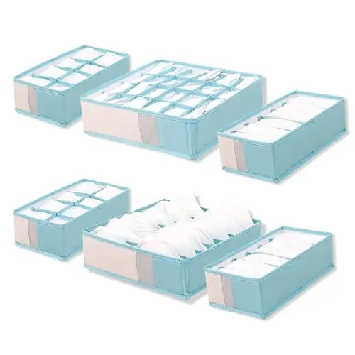 Produktbild: GINUX® 6 Stück IKEA Kullen Praktischer Schubladen Organizer für Drawer und Kleiderschrank, Boxen Aufbewahrung und Ordnungsboxen, Platzsparende für Kleidung,Unterwäsche, BHS,Socken,Krawatten