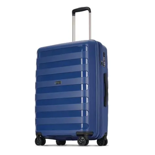 Produktbild: GinzaTravel Erweiterbarer Koffer in mittlerer Größe mit 4 Doppel-Spinner-Rollen und TSA-Schloss, leichtes Hartschalen-Reisegepäck aus PP-Material in Dunkelblau