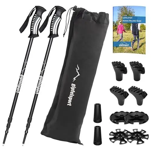 Produktbild: gipfelsport Wanderstöcke Teleskop | Nordic Walking Stöcke Damen und Herren | Trekkingstöcke ausziehbar, Ultraleicht und verstellbar | aus Aluminium und Kunststoffgriff