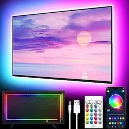 Produktbild: GIPOYENT LED-Leuchten für TV, 5M LED TV-Hintergrundbeleuchtung, für 45-75 Zoll TV, Musik Sync LED TV-Licht mit Bluetooth-Funktion - RGB-Farbwechsel-Lichtstreifen für Heimkino (16.4FT for 45
