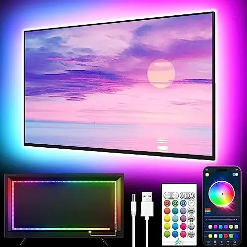 Produktbild: GIPOYENT LED-Leuchten für TV, 5M LED TV-Hintergrundbeleuchtung, für 45-75 Zoll TV, Musik Sync LED TV-Licht mit Bluetooth-Funktion - RGB-Farbwechsel-Lichtstreifen für Heimkino (16.4FT for 45