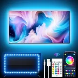 Produktbild: GIPOYENT TV-Lichtleiste, Music Sync LED TV-Hintergrundbeleuchtung, für 32-50 Zoll TV, LED-TV-Licht mit Bluetooth-Funktion - RGB-Farbwechsel-Lichtleiste für Heimkino (9.84FT for 32
