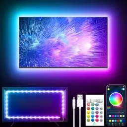 Produktbild: GIPOYENT TV LED Lichter, 13.1Ft TV LED Lichter für 40-65 Zoll, LED TV Hintergrund mit Bluetooth Funktion - RGB Farbwechselnder Lichtstreifen für Heimkino(13.1FT for 32