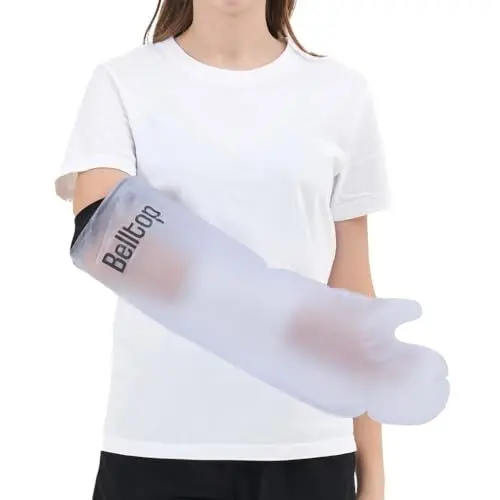 Produktbild: belltop Gipsschutz wasserdicht Arm. Duschschutz wieder verwendbar. Wasserschutz für Gipsarm aus Silikon für Baden & Dusche. Wiederverwendbarer Gips und Verbandschutz - Erwachsene (Larger Arm)