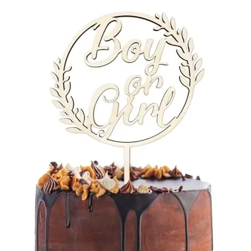 Produktbild: Girl or Boy Tortendeko Holz Cake Topper, Boy or Girl Deko, Kuchendeko für Gender Reveal Party Baby Shower Babyparty