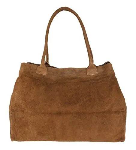 Produktbild: Girly Handbags Erweiterbare Umhängetasche aus italienischem Wildleder Bräunen