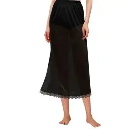 Produktbild: Girstunm Halbe Slips für Frauen Langer Unterrock Antistatische Spitze Bottoming Rock Slips für Unterkleider 69cm Black Small
