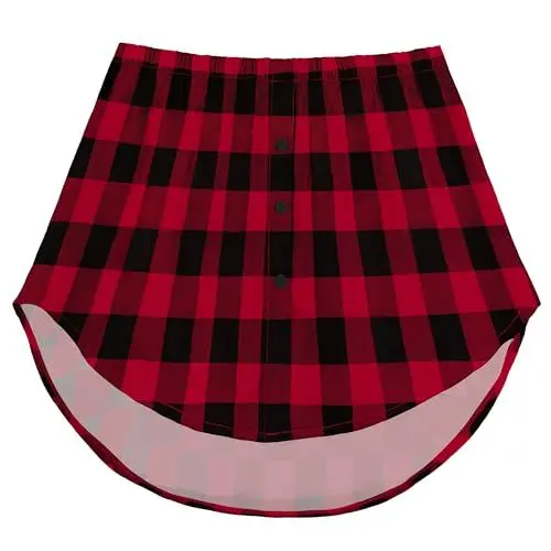 Produktbild: Girstunm Women's Shirt Extender for Women Adjustable Layered Fake Top Lower Sweep Shirt Half Length Mini Skirt for Girls Schwarz Rot Kariert 3XL