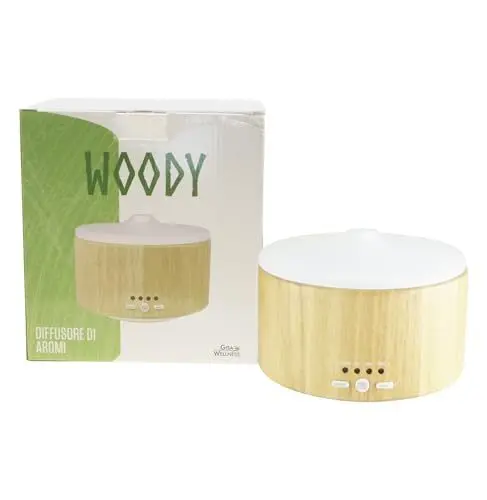 Produktbild: Gisa Wellness,WOODY,Ultraschall-Aroma-Diffusor für ätherische Öle (250ml),Für Aromatherapie und Farbtherapie,LED-Farblichter,Glas und Holz,Timer,Betriebsdauer 6 Stunden, Entspannung,Made in Italy