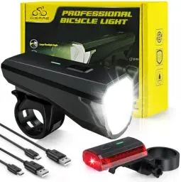 Produktbild: Gisaae Fahrradlicht, USB Wiederaufladbare Fahrradlicht Set, Fahrradlicht Vorne mit 1700mah Lithium-Batterie, IPX4 wasserdichte Fahrrad Lichter Led Set, Fahrradbeleuchtung für Nachtfahrten