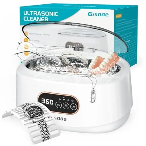 Produktbild: Gisaae Ultraschallreinigungsgerät 48000Hz Brillenreinigungsgerät 660ml Zahnersatz Reinigungsbäder mit Uhrenstand und Reinigungskorb für Brillen Schmuck Uhren Münzen