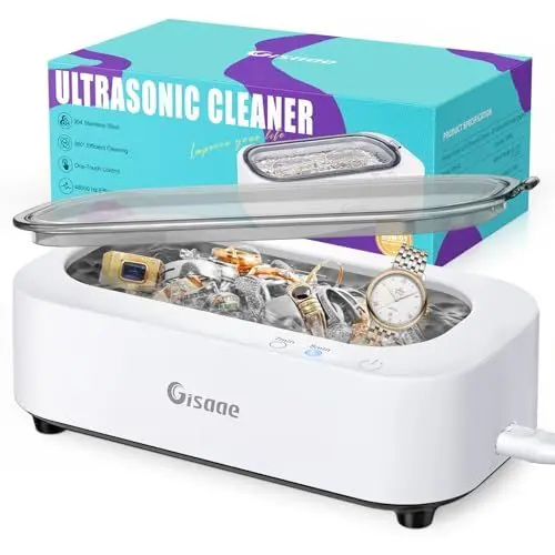 Produktbild: Gisaae Ultraschallreinigungsgerät 48000Hz Brillenreinigungsgerät Mit 2 Modi Tragbar Ultraschallgerät 350ml Ultraschallreiniger für Zahnersatz Münzen Ultraschall Ultrasonic Cleaner