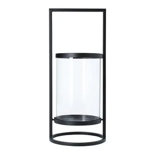 Produktbild: Gisela Graham Kerzenhalter aus Glas und Eisen, Höhe: 35 cm, Schwarz