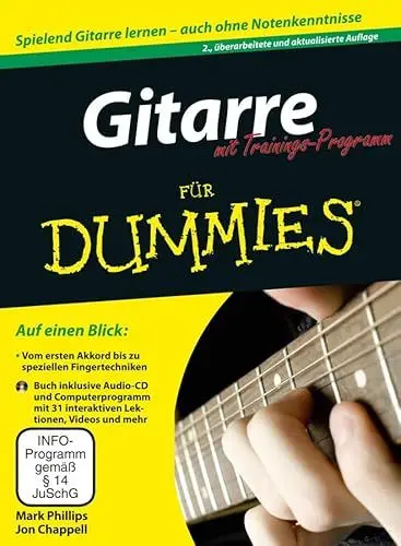 Produktbild: Gitarre für Dummies mit Trainings-Programm: Gitarre spielen lernen - auch ohne Notenkenntnisse. Audio-CD und Computerprogramm mit 31 interaktiven Lektionen, Videos und mehr