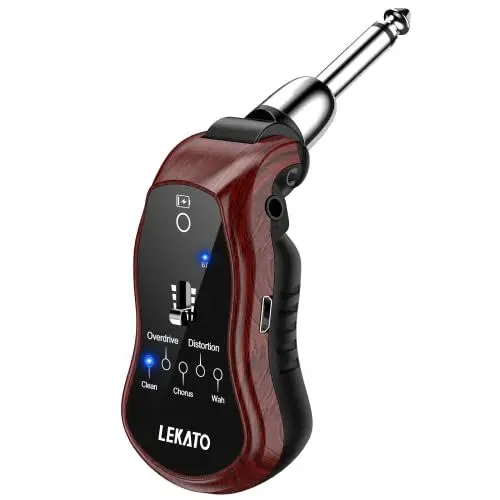 Produktbild: Gitarren-Kopfhörer-Verstärker, LEKATO Mini-Gitarrenverstärker, wiederaufladbarer Taschen-Gitarrenverstärker mit Bluetooth, Eingebaute Effekte, Clean Chorus Overdrive Verzerrung und Wah