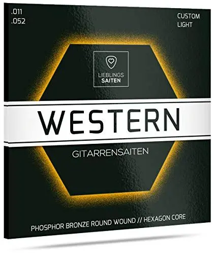Produktbild: Gitarrensaiten Westerngitarre - Premium Stahl-Saiten für Westerngitarren - 6 Saiten Set