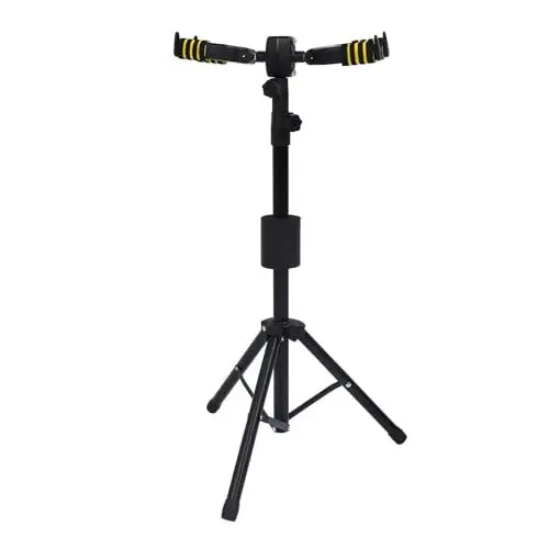 Produktbild: Gitarrenständer, Dual-Gitarrenständer, Auto-Lock-Gitarrenständer, Rutschfester Doppel-Gitarrenhalter für Akustische E-Gitarre, Bass-Ukulele