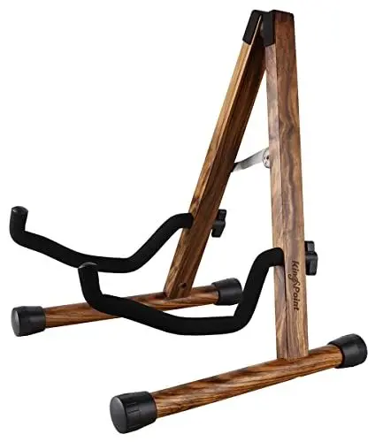 Produktbild: Gitarrenständer aus Holz, Gitarrenbodenständer, akustische elektrische Holzrahmen, klappbarer Gitarrenhalter, verstellbar, für Bass, Cello, Mandoline, Banjo, Ukulele (Zebraholz)