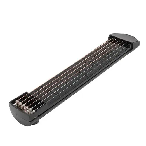 Produktbild: Gitarren-Übungshals, 6 Saiten, 6 Bünde, Tragbarer Taschengitarren-Akkordtrainer mit Stahlsaiten, ABS-Material für Anfänger und Kinder