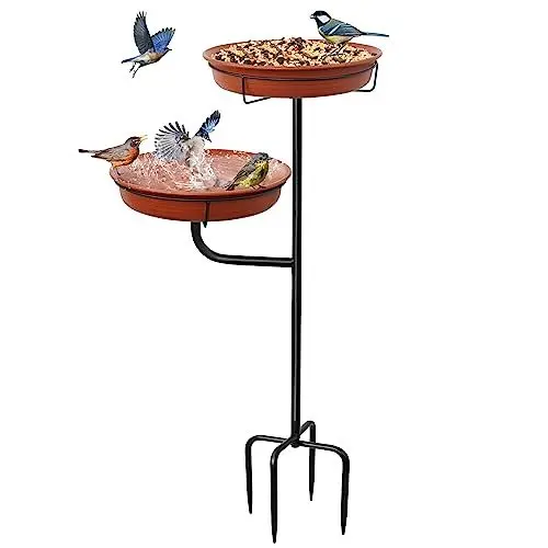 Produktbild: Giyiprpi Vogeltränke Vogelbad Futter Schale Wasserstelle Stehend, Vogelbad Garten für Wildvögel Wassertränke für Vögel, Frei stehender Garten Vogel Feeder Bird Bad Schüssel (B)