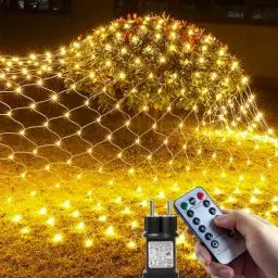 Produktbild: Gizmify Lichternetz Außen,3x2m 208LED Dimmbare Lichterkette Außen mit Fernbedienung Timer,Weihnachtsbeleuchtung Außen,IP65 Wasserdicht 8 Modi,Innen Außen Dekorationen für Büsche Garten Weihnachtsbaum