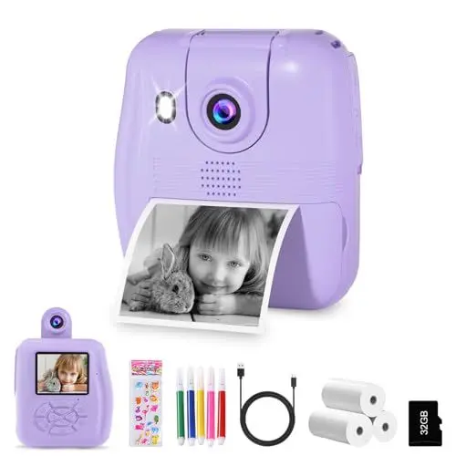 Produktbild: GKTZ Kinderkamera Sofortbildkamera,1080P DigitalKamera für Kinder mit Druckpapier-16x Digitalzoom 2.4