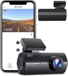 Produktbild: GKU Dashcam Auto Vorne, 2.5K 1600P WiFi Auto Kamera 170° Weitwinkel Mini Front Dash Camera für Autos, WDR, Super Nachtsicht, G-Sensor, Parküberwachung, Loop-Aufnahme, App Steuerung, Max 256GB